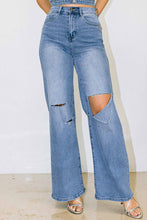 Load image into Gallery viewer, Distressed Denim Wide Fit Jeans
