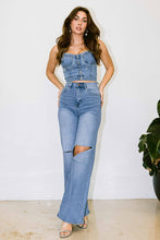 Load image into Gallery viewer, Distressed Denim Wide Fit Jeans
