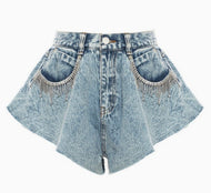 Flare Denim Shorts