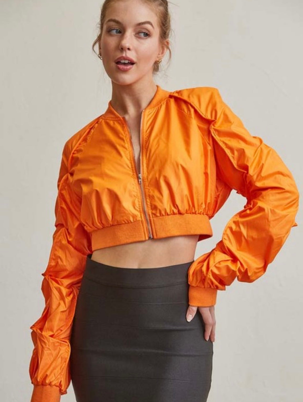 MANGO Cropped Textured sold Bomber Jacket