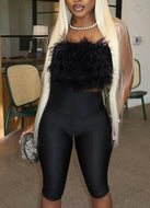 Furry Black Tube Top set