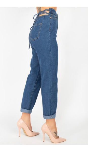 Lace-up Slim Fit Boyfriend Jean